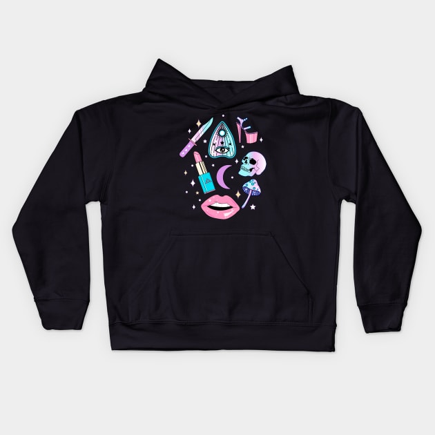 Witchy Pastel Goth Kids Hoodie by LunaElizabeth